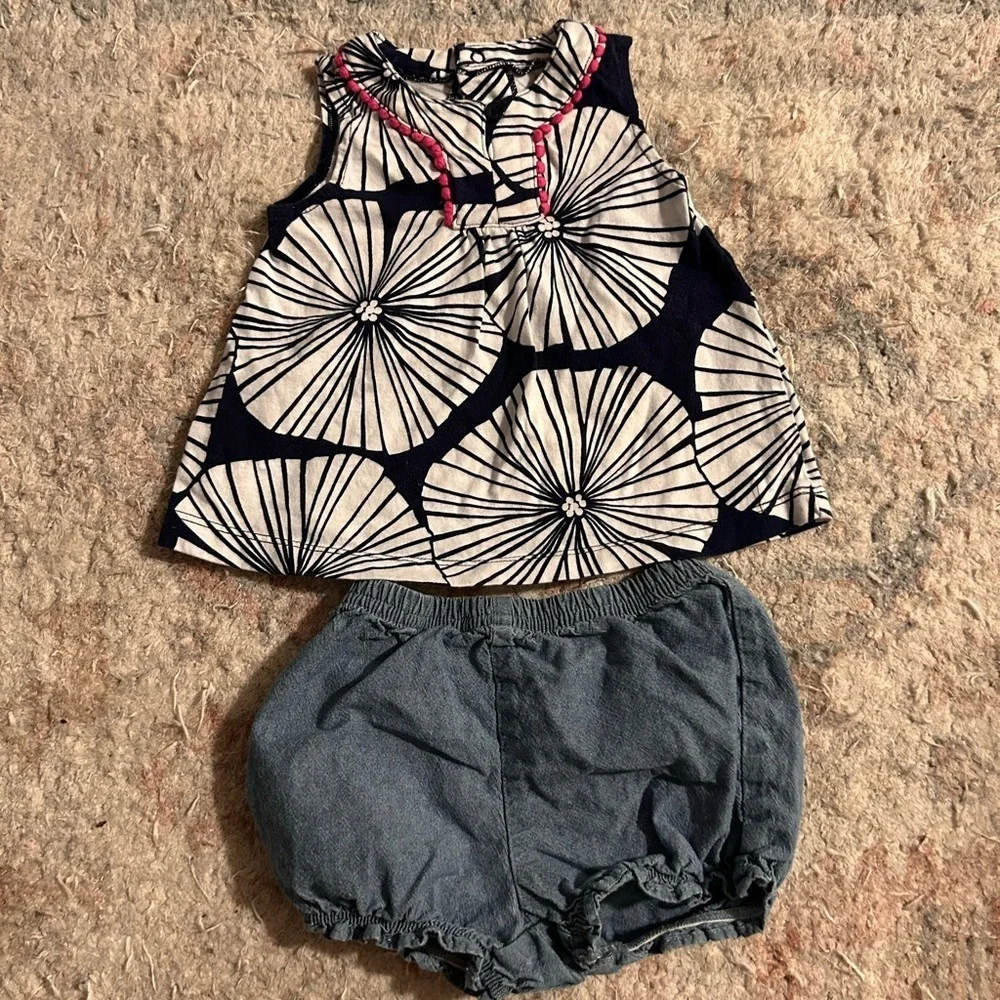 Kids Floral Top and Denim Shorts Set